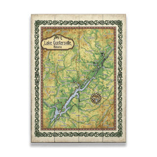 Lake Guntersville, Alabama: Illustrated Map - Wood & Metal Wall Art Wood & Metal Wall Art Lisa Middleton Wood 17" x 23"