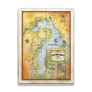 Lake Pend Oreille, Idaho: Illustrated - Wood & Metal Wall Art Wood by Lisa Middleton