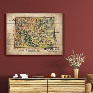 Wyoming Heritage Map: Illustrated Map - Wood & Metal Wall Art Wood & Metal Wall Art Lisa Middleton