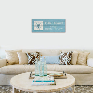 Coastal Compass Side Box: Sea Blue - Wood & Metal Wall Art Joanne Murphy