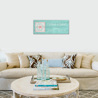 Coastal Compass Side Box: Teal - Wood & Metal Wall Art Joanne Murphy