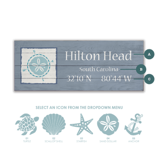 Coastal Compass Side Box: Gray Blue - Wood & Metal Wall Art Wood Joanne Murphy