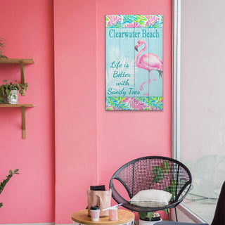 Sandy Toes Tropical Flamingo - Wood & Metal Wall Art Joanne Murphy