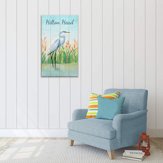 White Egret Marshland Elegance - Wood & Metal Wall Art Joanne Murphy