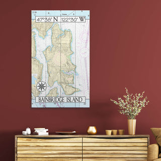 Bainbridge Island, WA, Area Chart - Wood & Metal Wall Art Joanne Murphy