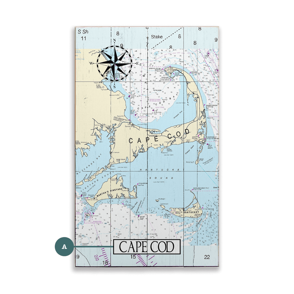 Cape Cod, MA, Area Chart - Wood & Metal Wall Art – Old Wood Signs