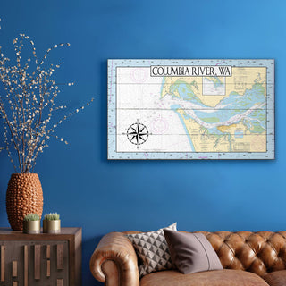 Columbia River, Pacific End Area Chart - Wood & Metal Wall Art Joanne Murphy