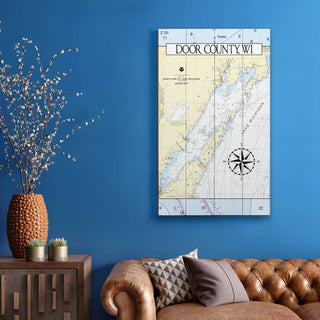 Door County, WI, Area Chart - Wood & Metal Wall Art