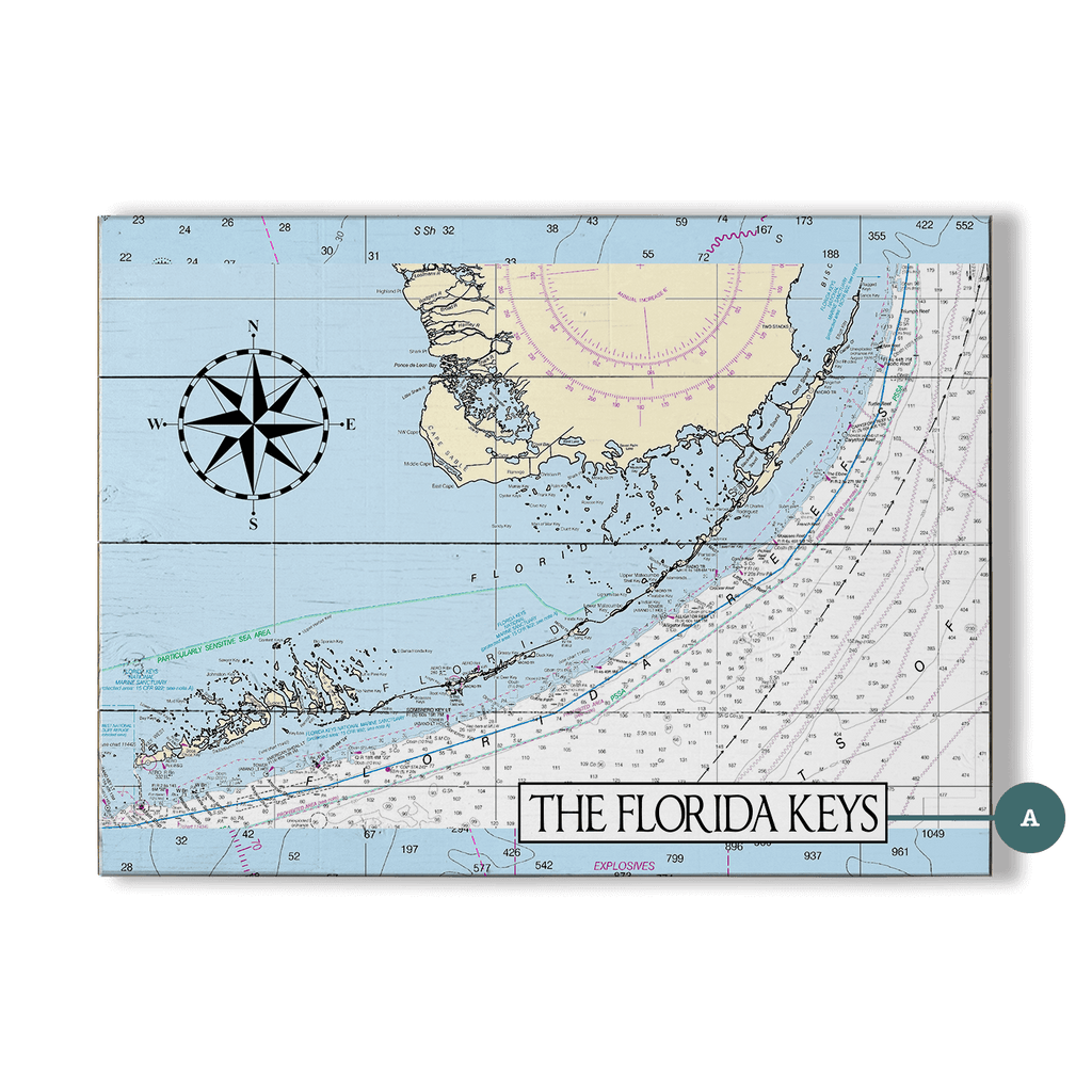 Keyes Area. Sign The Florida Keys Area Chart - Wood & Metal Wall Art – Old Wood Signs