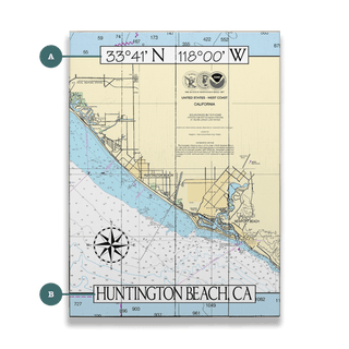 Huntington Beach, CA Area Chart - Wood & Metal Wall Art Joanne Murphy