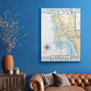 La Jolla, CA Area Chart - Wood & Metal Wall Art Joanne Murphy
