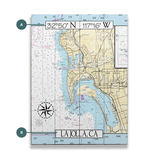 La Jolla, CA Area Chart - Wood & Metal Wall Art Joanne Murphy