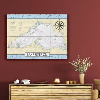 Lake Superior Area Chart - Wood & Metal Wall Art Joanne Murphy