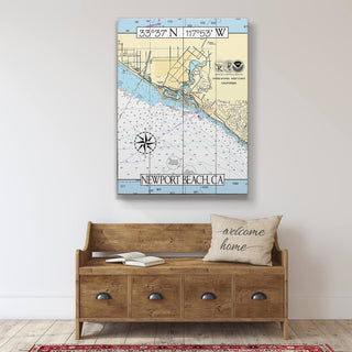 Newport Beach, CA Area Chart - Wood & Metal Wall Art Joanne Murphy