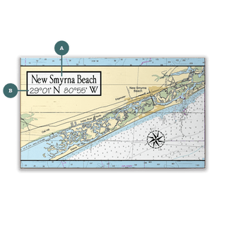 New Smyrna Beach Area Chart - Wood & Metal Wall Art