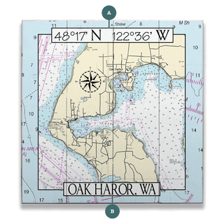 Oak Harbor, WA, Area Chart - Wood & Metal Wall Art Joanne Murphy