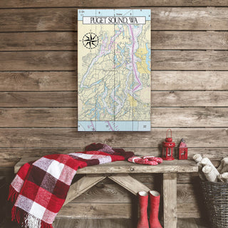 Puget Sound, WA, Area Chart - Wood & Metal Wall Art Joanne Murphy