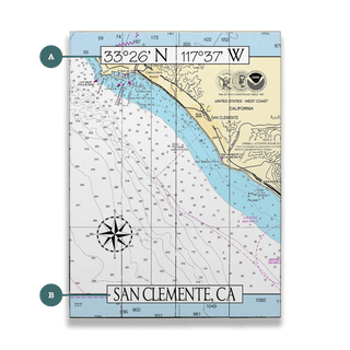 San Clemente, CA Area Chart - Wood & Metal Wall Art Joanne Murphy