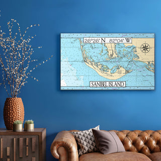 Sanibel Island, FL, Area Chart - Wood & Metal Wall Art Joanne Murphy