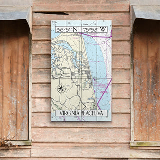 Virginia Beach, VA, Zoomed In Area Chart - Wood & Metal Wall Art Joanne Murphy