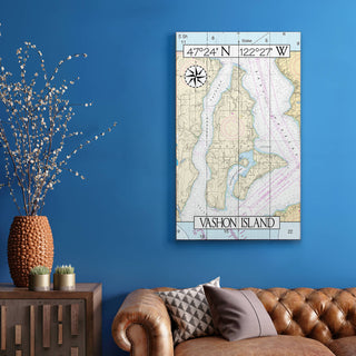 Vashon Island, WA, Area Chart - Wood & Metal Wall Art Joanne Murphy
