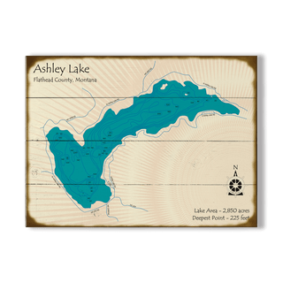 Ashley Lake, Montana - Wood & Metal Wall Art Lake Art