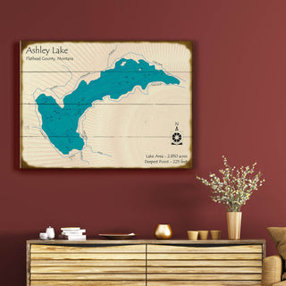 Ashley Lake, Montana - Wood & Metal Wall Art Lake Art