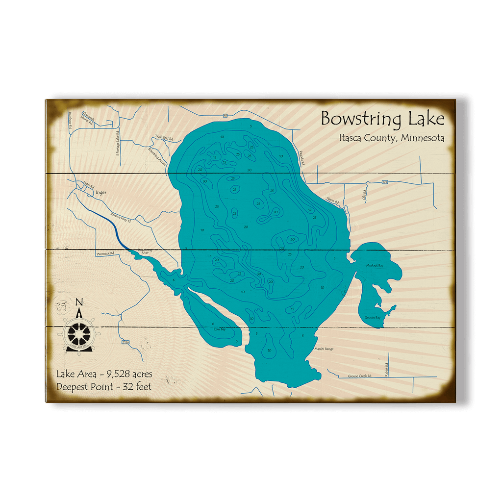 Bowstring Lake, Minnesota - Wood & Metal Wall Art – Old Wood Signs