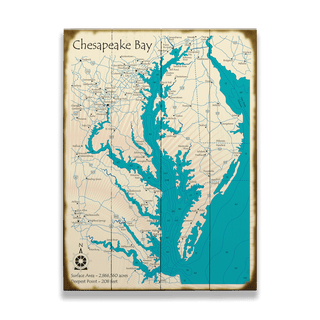 Chesapeake Bay, MD, VA, DE - Wood & Metal Wall Art Lake Art