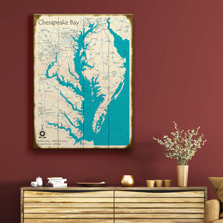 Chesapeake Bay, MD, VA, DE - Wood & Metal Wall Art Lake Art