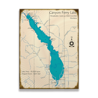 Canyon Ferry Lake, Montana - Wood & Metal Wall Art Wood by Lake Art