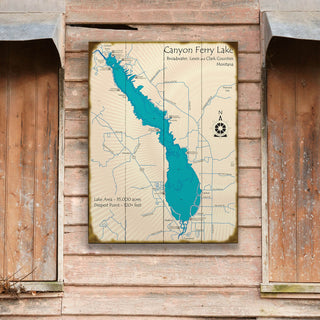 Canyon Ferry Lake, Montana - Wood & Metal Wall Art by Lake Art