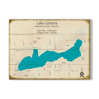 Lake Geneva, Wisconsin - Wood & Metal Wall Art Lake Art