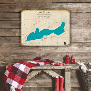 Lake Geneva, Wisconsin - Wood & Metal Wall Art Lake Art