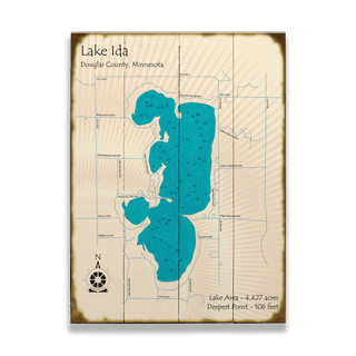 Lake Ida, Douglas County, Minnesota - Wood & Metal Wall Art