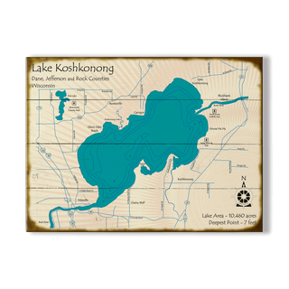 Lake Koshkonong, Wisconsin - Wood & Metal Wall Art Wood by Lake Art