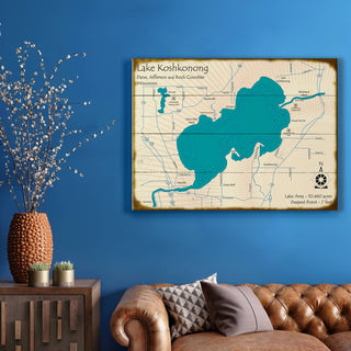 Lake Koshkonong, Wisconsin - Wood & Metal Wall Art by Lake Art