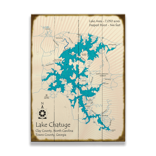 Lake Chatuge, North Carolina & Georgia - Wood & Metal Wall Art Lake Art