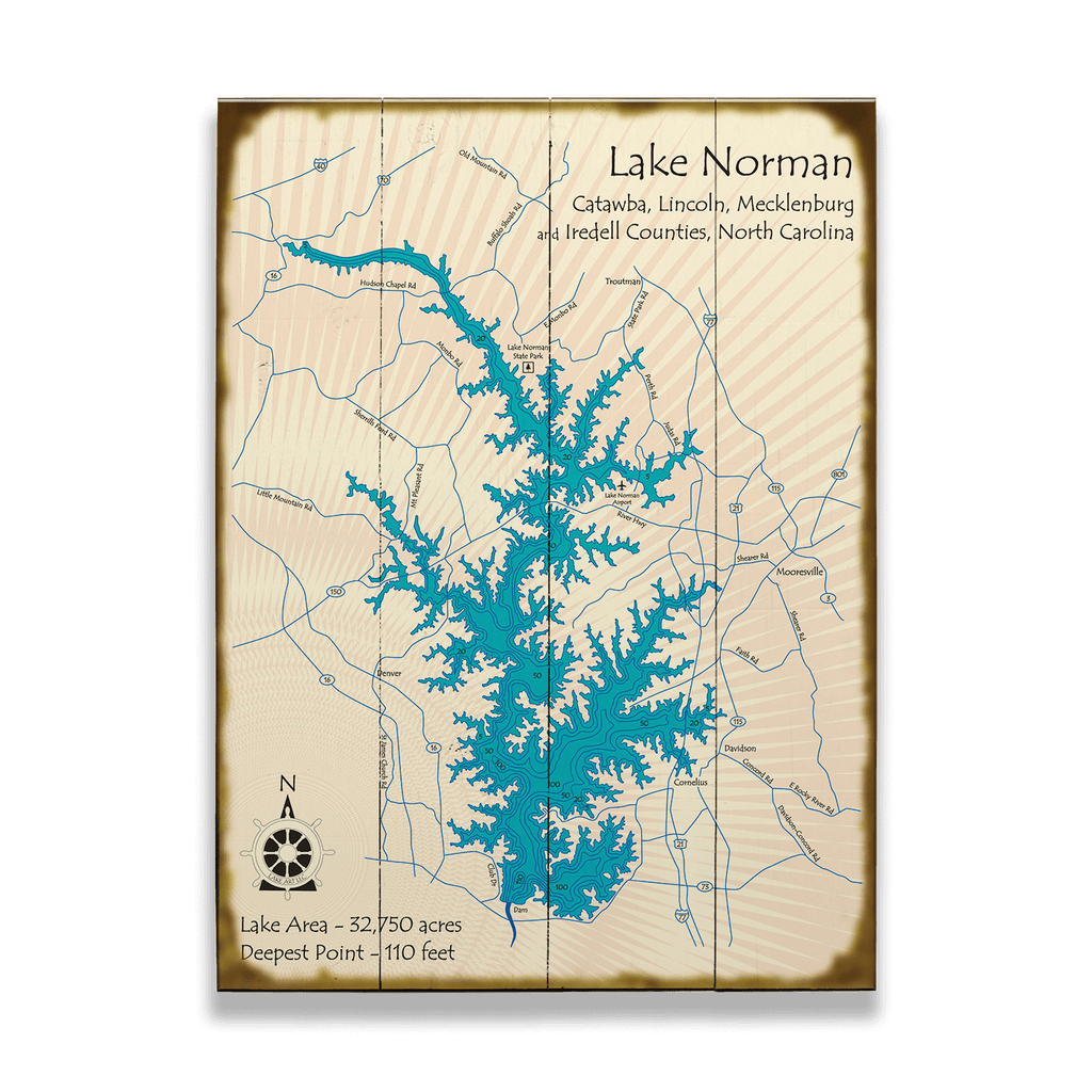 Lake Norman, North Carolina - Wood & Metal Wall Art – Old Wood Signs