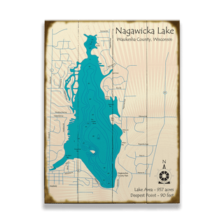 Nagawicka Lake, Wisconsin - Wood & Metal Wall Art Wood by Lake Art