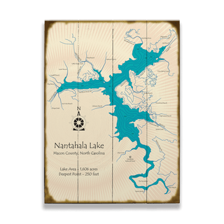 Nantahala Lake, North Carolina - Wood & Metal Wall Art Wood by Lake Art