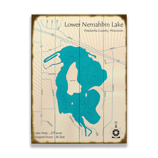 Lower Nemahbin Lake, WI - Wood & Metal Wall Art Wood Lake Art