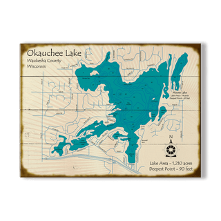 Okauchee Lake, Wisconsin - Wood & Metal Wall Art Wood Lake Art