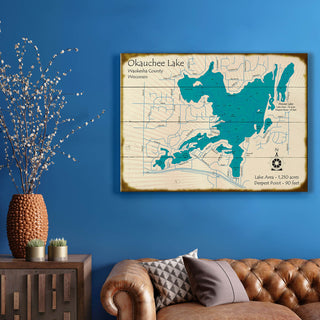 Okauchee Lake, Wisconsin - Wood & Metal Wall Art Lake Art