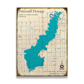 Petenwell Flowage, Wisconsin - Wood & Metal Wall Art Wood by Lake Art