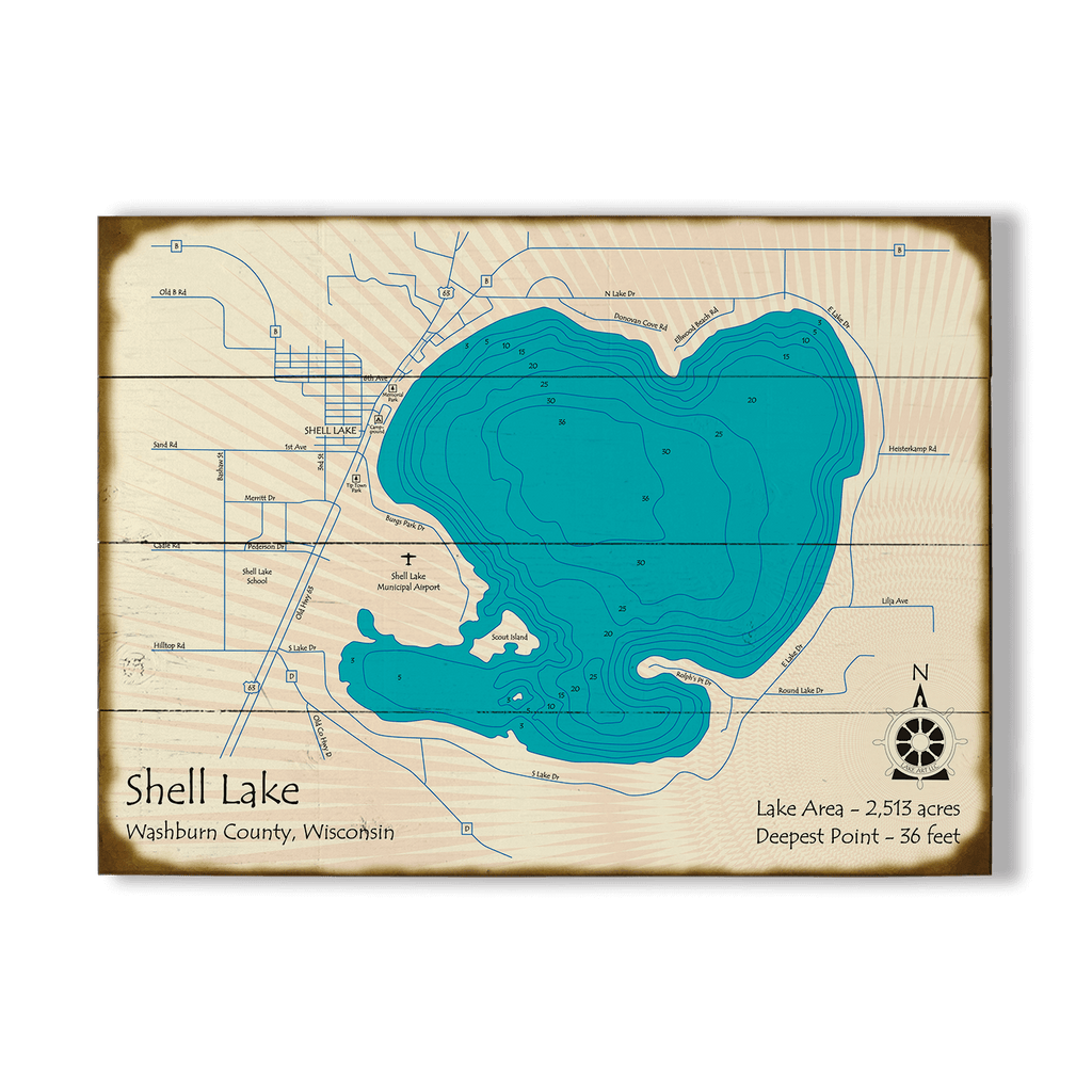 Shell Lake, Wisconsin - Wood & Metal Wall Art – Old Wood Signs