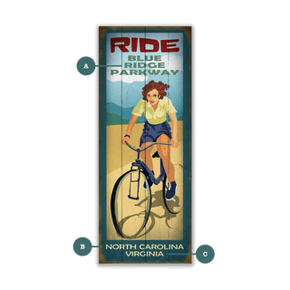 Scenic Trail Bike Sign: Female - Wood & Metal Wall Art