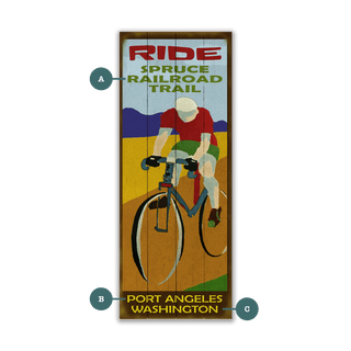 Scenic Trail Bike Sign: Male - Wood & Metal Wall Art