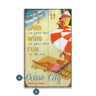 Beach Umbrella: Sand, Wind, and Fun - Wood & Metal Wall Art