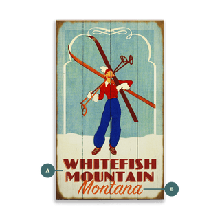 Alpine Glam Girl With Skis - Wood & Metal Wall Art Meissenburg Designs